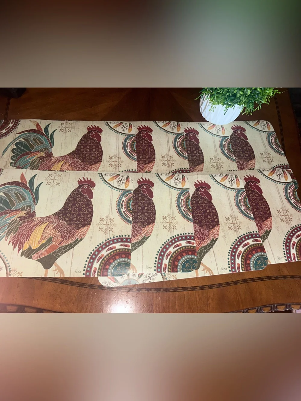 Reversible Rooster Placemats  Barn Rooster Set of 8 Microban